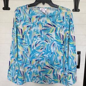 Stella Parker Tidal Teal Long Sleeve Sun Shirt Small NWT